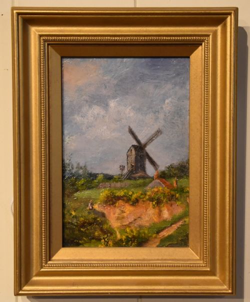 oil painting by william rackham mill on the mousehold heath - CATEGORY: ANTIQUE ART - DATED 1910