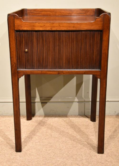 george iii tambour fronted bedside table commode - CATEGORY: ANTIQUE CUPBOARDS - DATED GEORGIAN