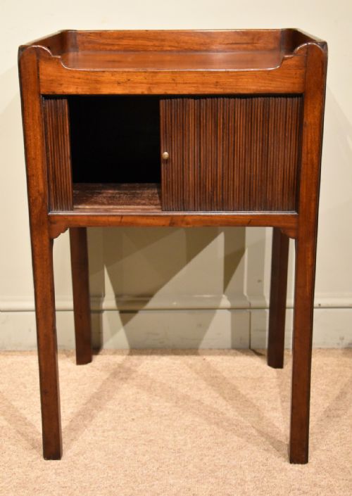GEORGE III TAMBOUR FRONTED BEDSIDE TABLE COMMODE - ADDITIONAL PHOTO 1
