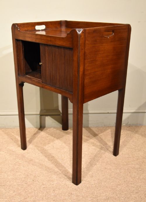 GEORGE III TAMBOUR FRONTED BEDSIDE TABLE COMMODE - ADDITIONAL PHOTO 2