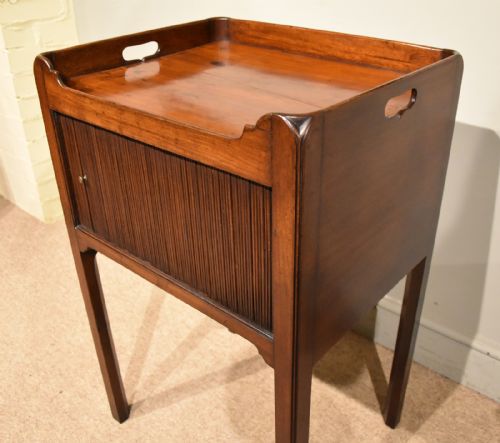 GEORGE III TAMBOUR FRONTED BEDSIDE TABLE COMMODE - ADDITIONAL PHOTO 5