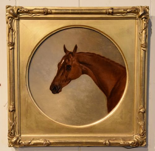 oil painting by style j f herring head of a horse - CATEGORY: ANTIQUE ART - DATED 19TH CENTURY