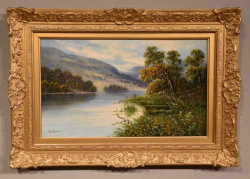 oil painting by mc hider a highland loch - CATEGORY: ANTIQUE ART - DATED 19TH CENTURY