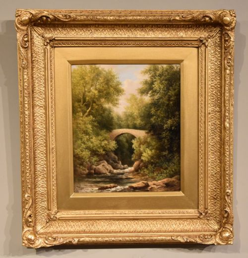 oil painting by william ward gill a north wales bridge - CATEGORY: ANTIQUE ART - DATED 1860