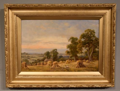OIL PAINTING PAIR BY SIDNEY YATES JOHNSON ON THE RIVER CONWAY NORTH WALES AND HARVESTING - ADDITIONAL PHOTO 1