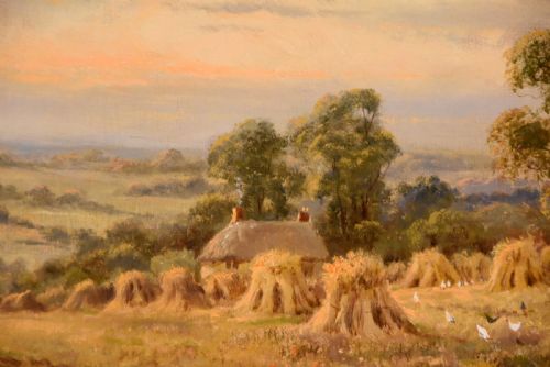 OIL PAINTING PAIR BY SIDNEY YATES JOHNSON ON THE RIVER CONWAY NORTH WALES AND HARVESTING - ADDITIONAL PHOTO 2