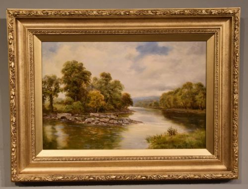 OIL PAINTING PAIR BY SIDNEY YATES JOHNSON ON THE RIVER CONWAY NORTH WALES AND HARVESTING - ADDITIONAL PHOTO 3