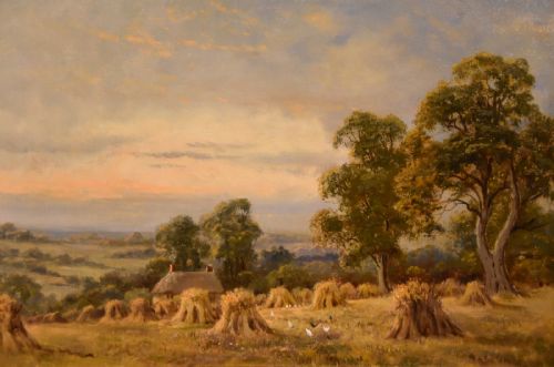 OIL PAINTING PAIR BY SIDNEY YATES JOHNSON ON THE RIVER CONWAY NORTH WALES AND HARVESTING - ADDITIONAL PHOTO 4
