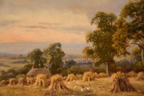 OIL PAINTING PAIR BY SIDNEY YATES JOHNSON ON THE RIVER CONWAY NORTH WALES AND HARVESTING - ADDITIONAL PHOTO 5