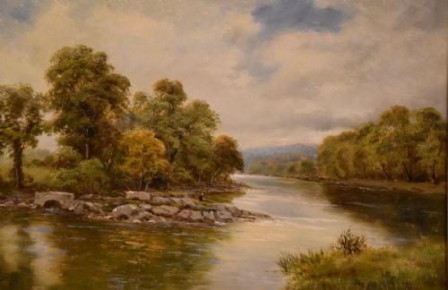 OIL PAINTING PAIR BY SIDNEY YATES JOHNSON ON THE RIVER CONWAY NORTH WALES AND HARVESTING - ADDITIONAL PHOTO 6