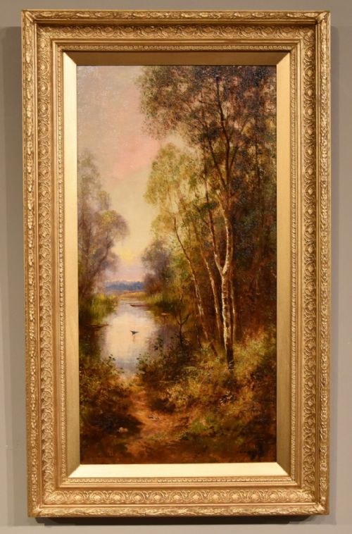 oil painting pair by ernest charles walbourn a tranquil river scene - CATEGORY: ANTIQUE ART - DATED 19TH CENTURY