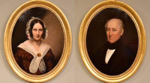 oil painting by english school portraits of a lady and gentleman - CATEGORY: ANTIQUE ART - DATED 1860