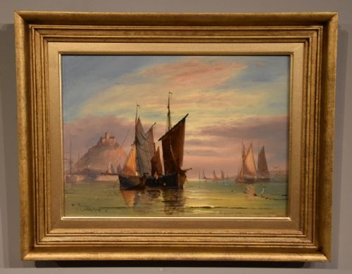 OIL PAINTING PAIR BY GEORGE DODGSON CALLOW A CALM MOUNTS BAY AND ON THE SOUTH COAST - ADDITIONAL PHOTO 1