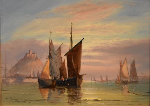OIL PAINTING PAIR BY GEORGE DODGSON CALLOW A CALM MOUNTS BAY AND ON THE SOUTH COAST - ADDITIONAL PHOTO 2
