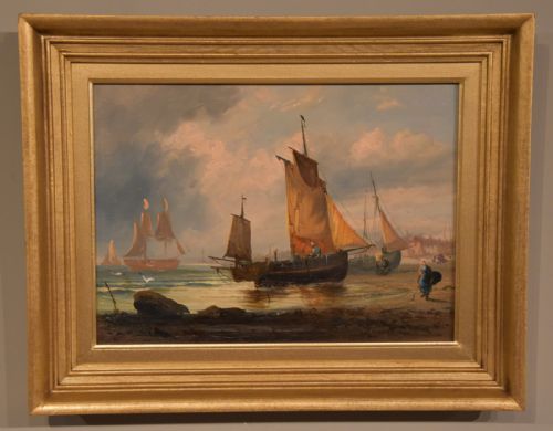 OIL PAINTING PAIR BY GEORGE DODGSON CALLOW A CALM MOUNTS BAY AND ON THE SOUTH COAST - ADDITIONAL PHOTO 5