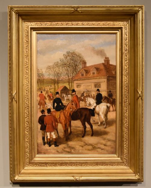 oil painting by edward benjamin stonebridge the meet at stonebridge - CATEGORY: ANTIQUE ART - DATED 19TH CENTURY