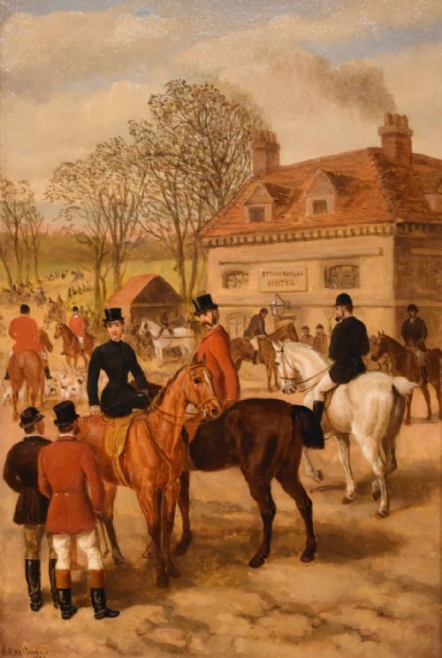 OIL PAINTING BY EDWARD BENJAMIN STONEBRIDGE THE MEET AT STONEBRIDGE - ADDITIONAL PHOTO 1