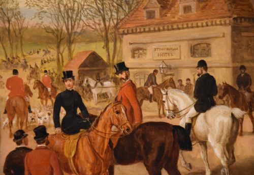 OIL PAINTING BY EDWARD BENJAMIN STONEBRIDGE THE MEET AT STONEBRIDGE - ADDITIONAL PHOTO 2