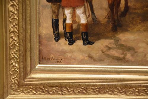 OIL PAINTING BY EDWARD BENJAMIN STONEBRIDGE THE MEET AT STONEBRIDGE - ADDITIONAL PHOTO 3