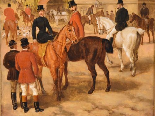 OIL PAINTING BY EDWARD BENJAMIN STONEBRIDGE THE MEET AT STONEBRIDGE - ADDITIONAL PHOTO 4