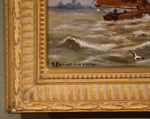 OIL PAINTING PAIR BY A CHRISTIANSEN OFF JUTLAND - ADDITIONAL PHOTO 1