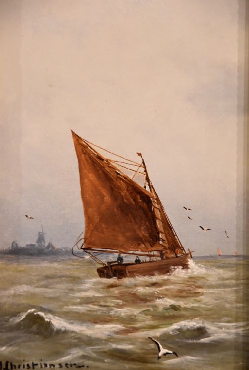 OIL PAINTING PAIR BY A CHRISTIANSEN OFF JUTLAND - ADDITIONAL PHOTO 2