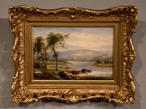 oil painting by albert gyngell rydal water - CATEGORY: ANTIQUE ART - DATED 19TH CENTURY