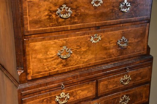 GEORGE II VENEERED WALNUT CHEST ON CHEST TALLBOY - ADDITIONAL PHOTO 8
