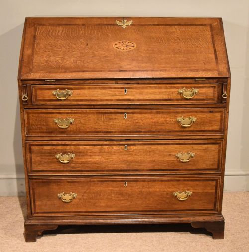 george iii oak bureau with fitted interior - CATEGORY: ANTIQUE BUREAU - DATED 1800