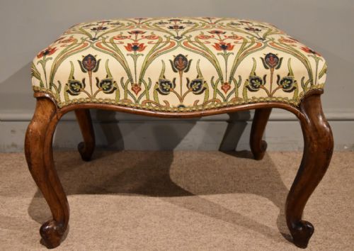 VICTORIAN WALNUT STOOL WITH WILLIAM MORRIS UPHOLSTERY - ADDITIONAL PHOTO 2
