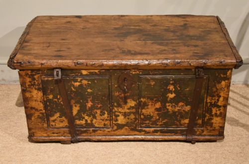 18th century pine and iron bound trunk - CATEGORY: ANTIQUE CHESTS - DATED 18TH CENTURY