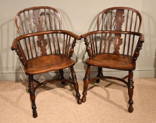 PAIR ASH AND ELM LOW BACK WINDSOR ARMCHAIRS - ADDITIONAL PHOTO 1