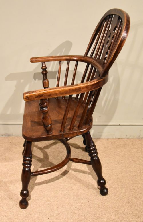 PAIR ASH AND ELM LOW BACK WINDSOR ARMCHAIRS - ADDITIONAL PHOTO 5