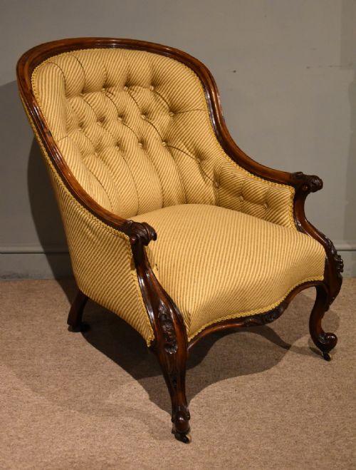 19th century carved upholsterd armchair - CATEGORY: ANTIQUE CHAIRS - DATED 19TH CENTURY