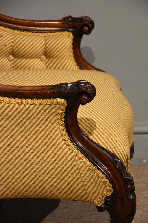 19TH CENTURY CARVED UPHOLSTERD ARMCHAIR - ADDITIONAL PHOTO 3