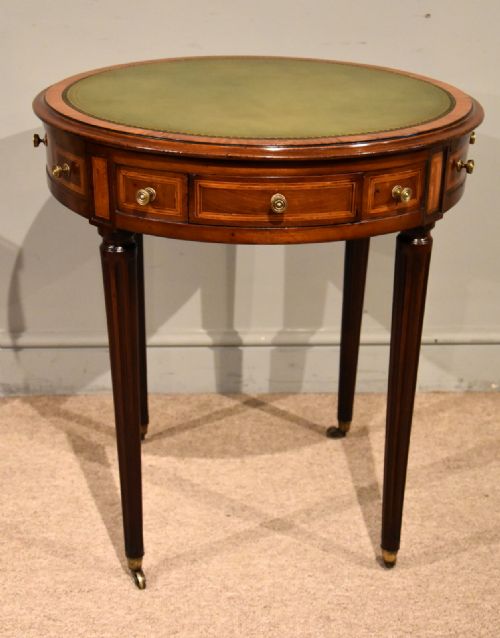 late 19th mahogany circular leather topped table - CATEGORY: ANTIQUE TABLES - DATED 19TH CENTURY