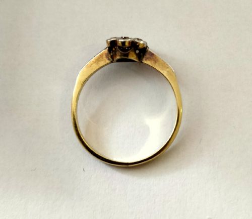 VICTORIAN DIAMOND DAISY CLUSTER RING 14CT GOLD SIZE P - ADDITIONAL PHOTO 5