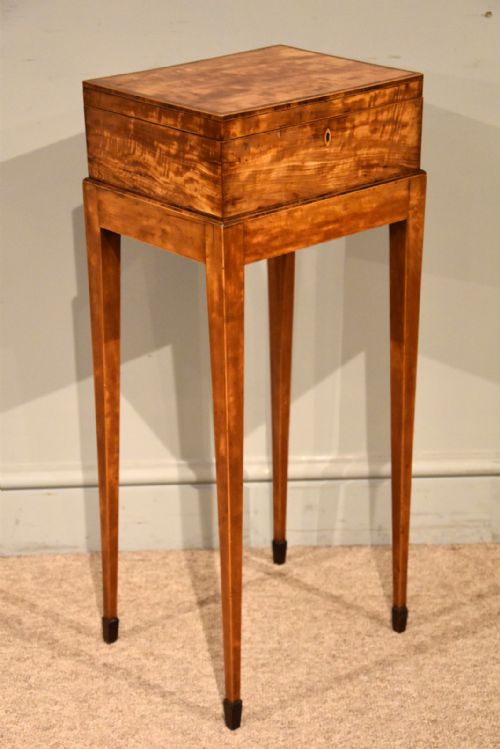 18th century satinwood embroidery sewing box - CATEGORY: ANTIQUE BOXES - DATED 18TH CENTURY