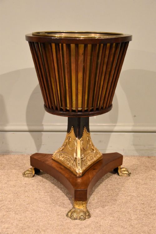 19th century dutch mahogany ice bucket on stand - CATEGORY: ANTIQUE MISCELLANEOUS - DATED 19TH CENTURY