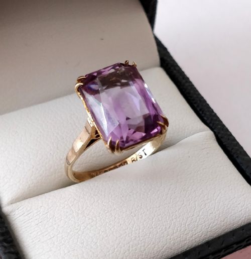 1960s amethyst cocktail ring 9ct gold - CATEGORY: ANTIQUE JEWELLERY - DATED 1960
