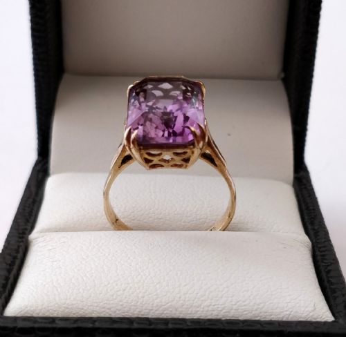 1960S AMETHYST COCKTAIL RING 9CT GOLD - ADDITIONAL PHOTO 3