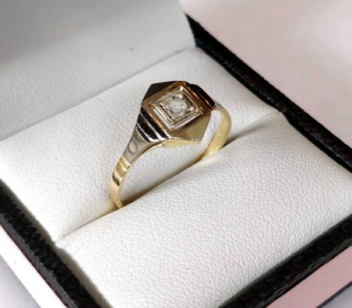 art deco diamond 18ct gold ring - CATEGORY: ANTIQUE JEWELLERY - DATED 1920