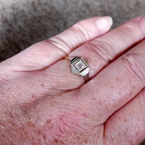 ART DECO DIAMOND 18CT GOLD RING - ADDITIONAL PHOTO 4