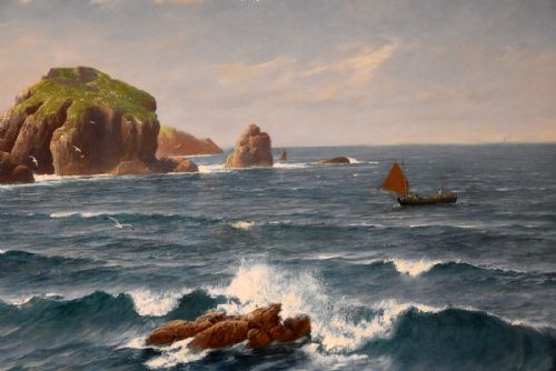 OIL PAINTING BY DAVID JAMES A CORNISH COASTAL VIEW - ADDITIONAL PHOTO 3