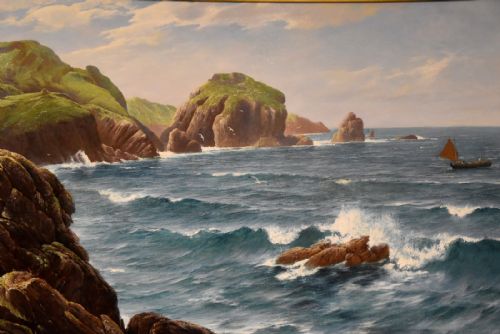 OIL PAINTING BY DAVID JAMES A CORNISH COASTAL VIEW - ADDITIONAL PHOTO 4