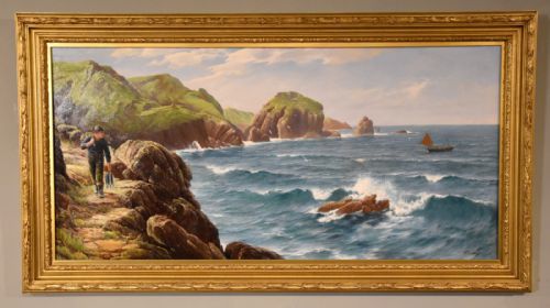 oil painting by david james a cornish coastal view - CATEGORY: ANTIQUE ART - DATED 1880