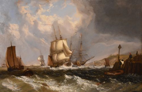 OIL PAINTING BY WILLIAM BROOME OF RAMSGATE COASTAL SHIPPING - ADDITIONAL PHOTO 1