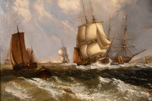 OIL PAINTING BY WILLIAM BROOME OF RAMSGATE COASTAL SHIPPING - ADDITIONAL PHOTO 3