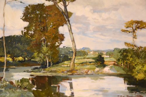 OIL PAINTING BY FRANCESCO PABLO DE BESPERATO A RIVER LANDSCAPE - ADDITIONAL PHOTO 2