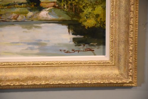 OIL PAINTING BY FRANCESCO PABLO DE BESPERATO A RIVER LANDSCAPE - ADDITIONAL PHOTO 3